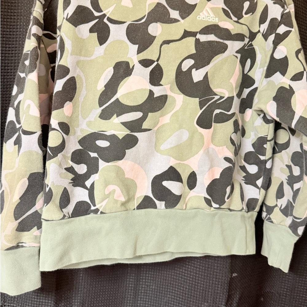 Adidas Green and Black Patterned Hoodie
